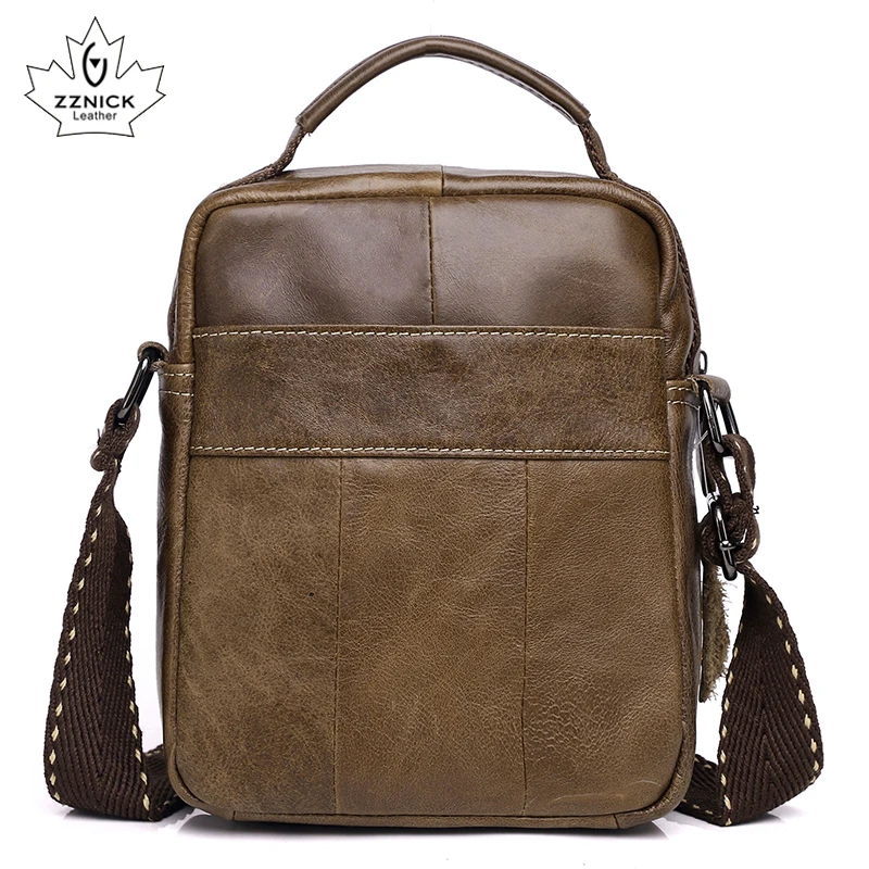 Men's bag Genuine Leather Men Shoulder Bag Handbag Crossbody Hand Bags for Men Fashion Zipper Messenger Bags ZZNICK