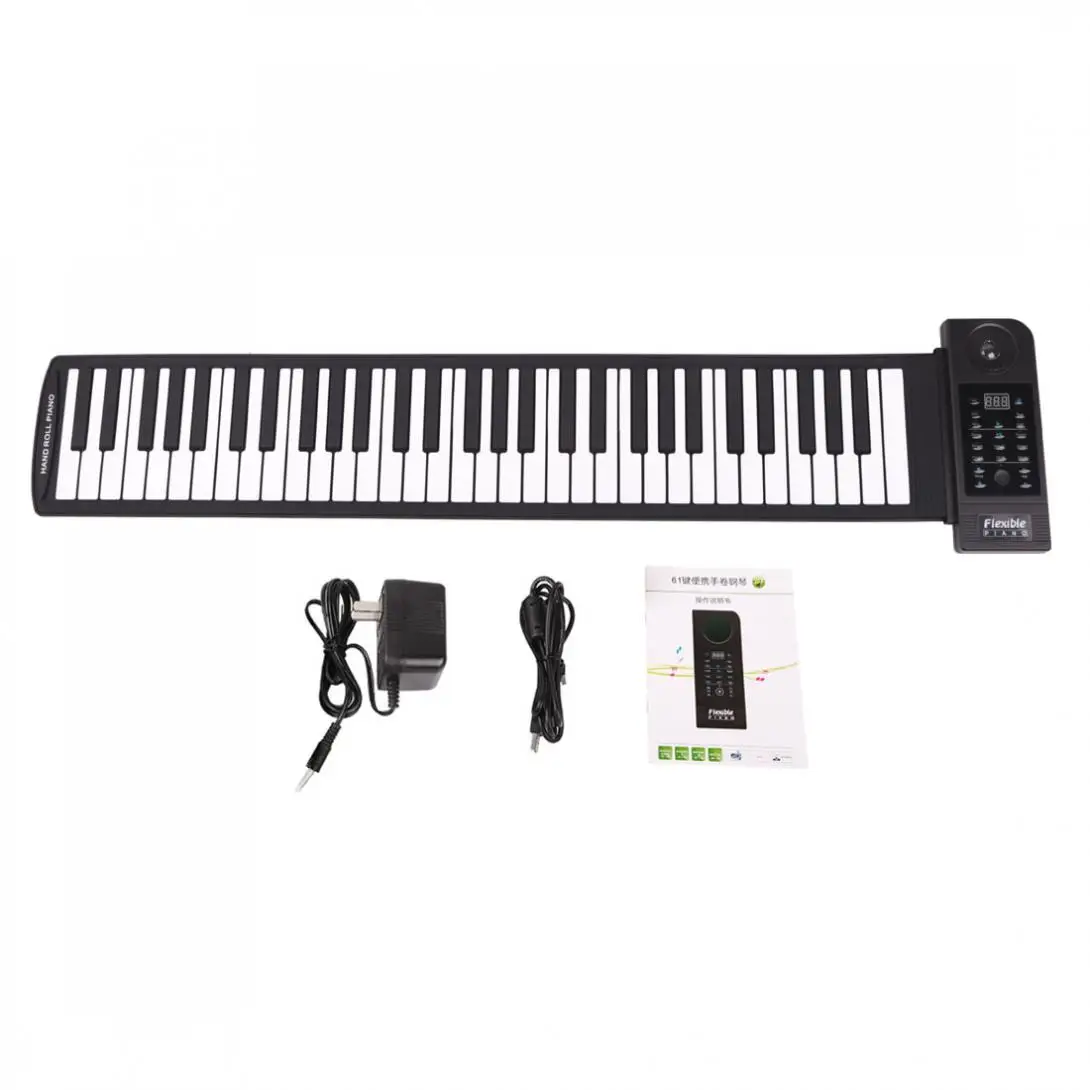 KONIX PU61S Flexible Digital LED Display 61Keys 128 Tones 128 Rhythms Children Toys Electronic Roll Up Piano Built-in Speaker enlarge