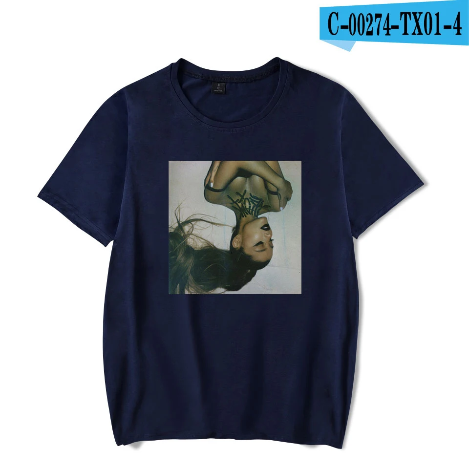 Navy blue Новинка, повседневные футболки с принтом Ариана Гранде, женская и мужская одежда,, топы с коротким рукавом, Kpop футболки, плюс размер, на заказ - Цвет: Navy blue