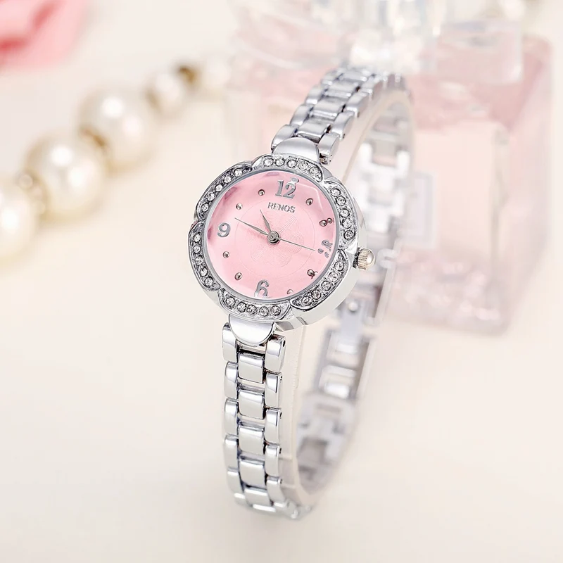 RENOS 2017 новые кварцевые часы женские в коробке простой браслет со скелетом