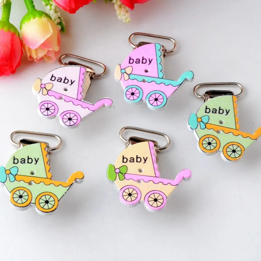 Бесплатная доставка 5 шт. Детские зажимы для соски деревянный мультяшный рисунок