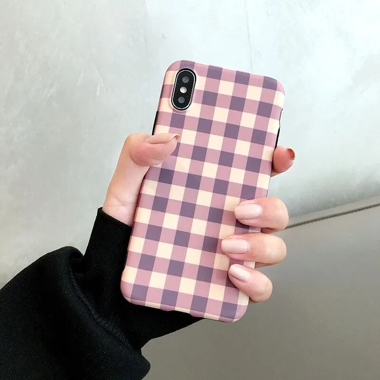 Wixcen корейский розовый клетчатый чехол для телефона Iphone Xs Max винтажный сетчатый