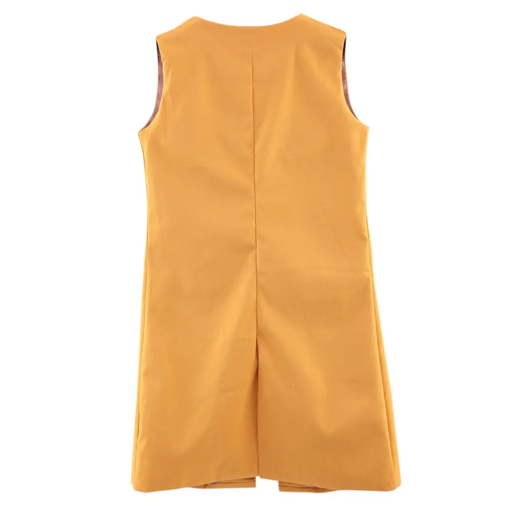 Nice Fashion Orange Long Vest Woman Sleeveless Lapel Collar Pocket Open Stitch Casual Winter Plus Size Waistcoat | Женская одежда