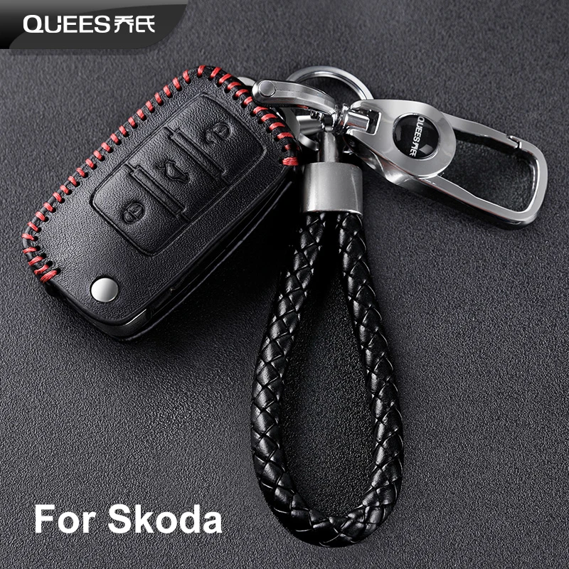 

QUEES Remote Key Fob Case for Skoda Octavia Fabia Mk3 SEAT Ibiza Leon