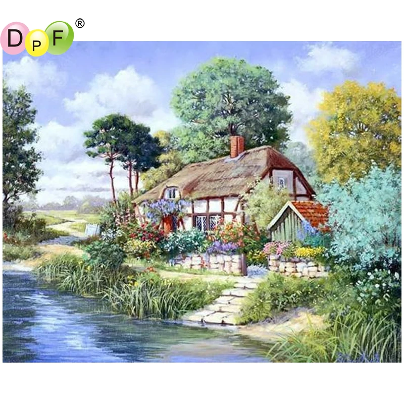 DPF сделай сам маленький коттедж 5D Алмазная мозаика квадратный Декор для дома