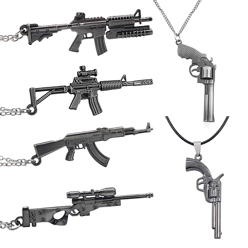 Мода стрельба игры AK47 M416 AWM моделирование пистолет индивидуальный кулон, ожерелье крутые мужчины металла пистолет ожерелье с кулоном в форме пистолета