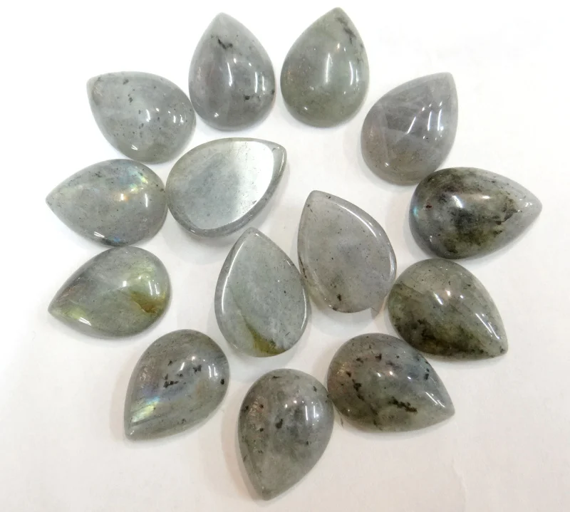 

wholesale 20PCS Natural stone Flash Labradorite Stones Cabochon 13*18 15*20mm teardrop Shape No Hole for Making Jewelry