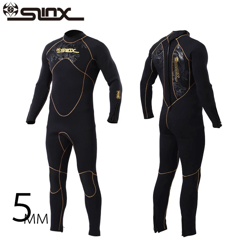 

Неопреновый цельный гидрокостюм бренда Slinx 5 мм, мужской Frogman для погружения с аквалангом, дайвинга, дайвинга, влажный костюм для зимнего пла...