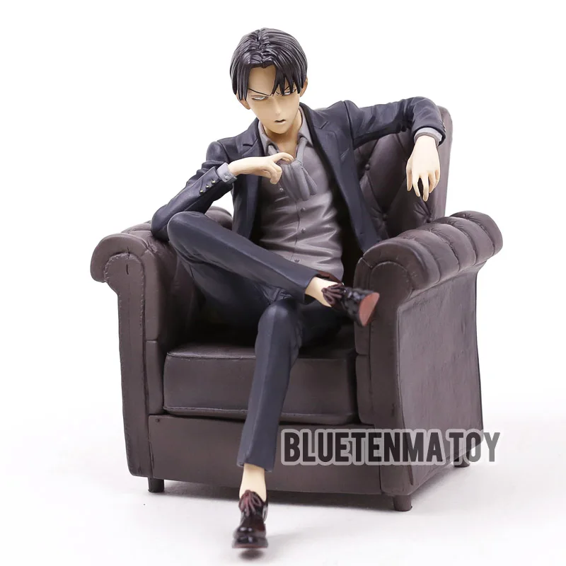 Черный костюм Атака Титанов Levi Ackerman сидящий диван Ver. ПВХ фигурка Коллекционная