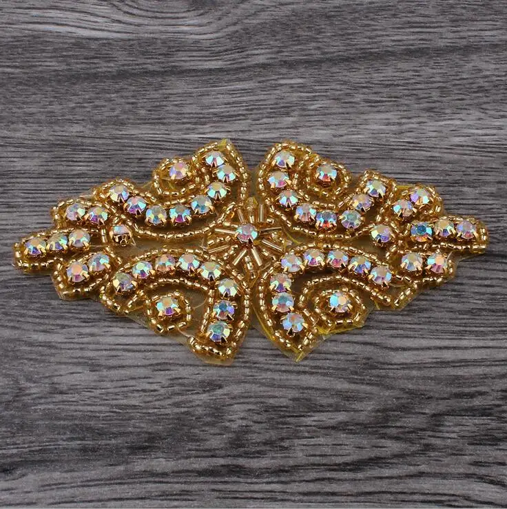 1 шт. шикарные украшения ручной работы пришитые бисером кристалл AB аппликация