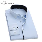 Мужская деловая рубашка с длинным рукавом, однотонная Классическая рубашка, размеры до 4xl, модель YN10549, 2020