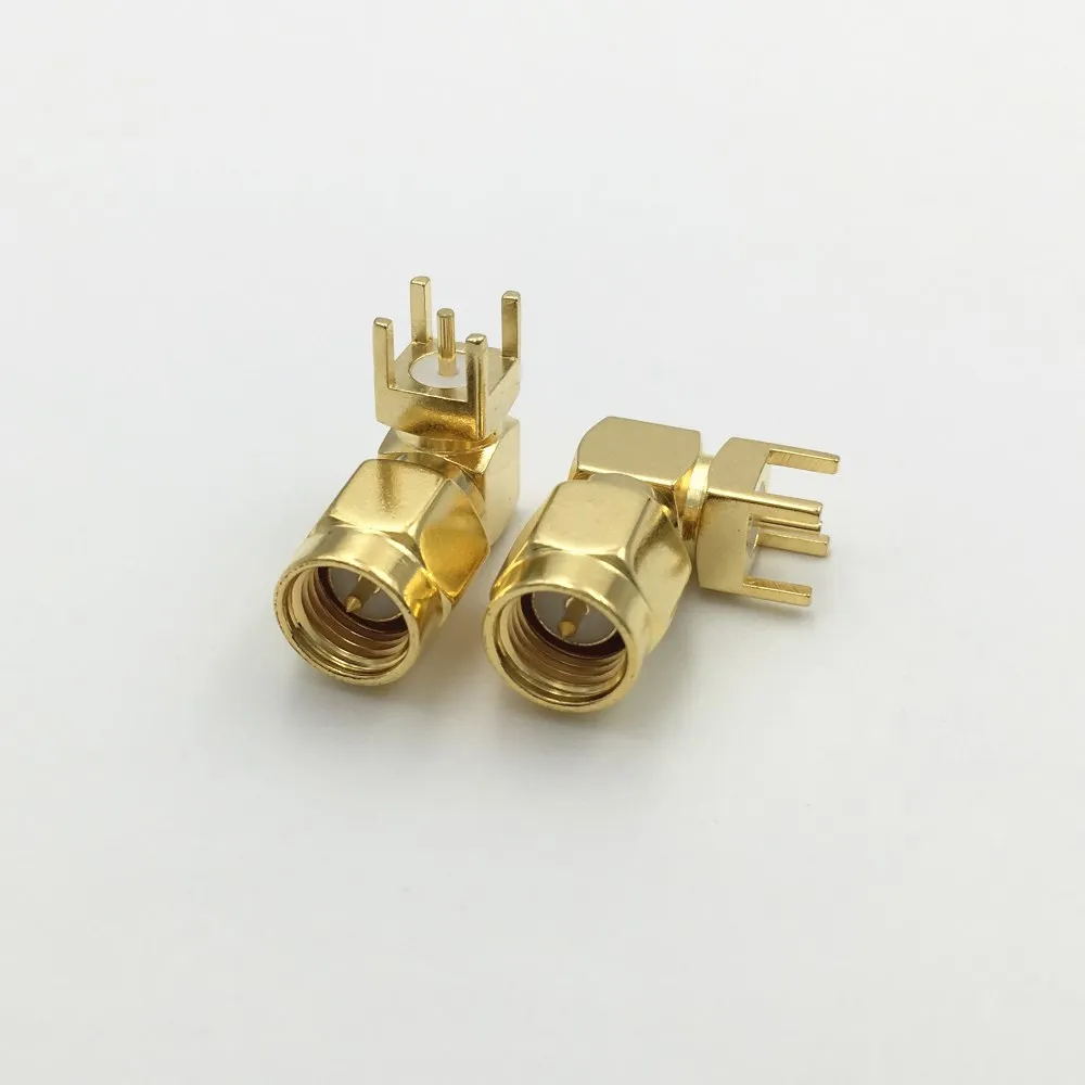 20Pcs Brass SMA Male Plug Right Angle 90 Degree Solder PC Board PCB Mount Coaxial Connector | Обустройство дома