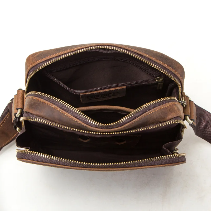 Men Bag Crazy Horse Leather Messenger Back Male Shoulder Fashion Crossbody Flap Business Travel Ipad Handbags father's day Gift