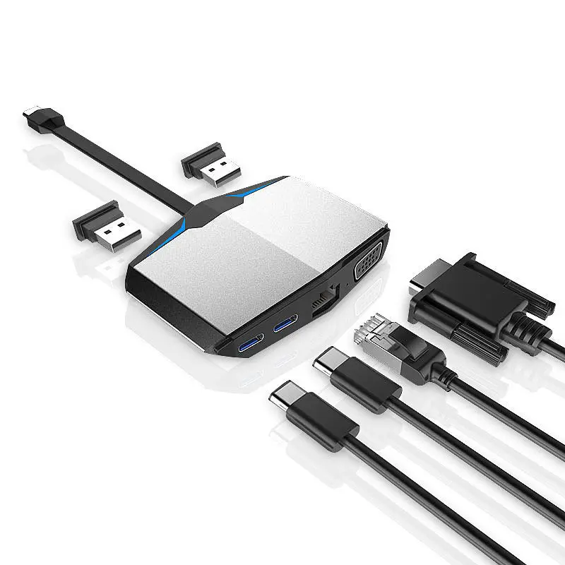 AJIUYU Thunderbolt 3 к HDMI VGA преобразователь Type-c HUB RJ45 SD Card Reader PD USB3.1 для ноутбуков DELL G3 15/17/New