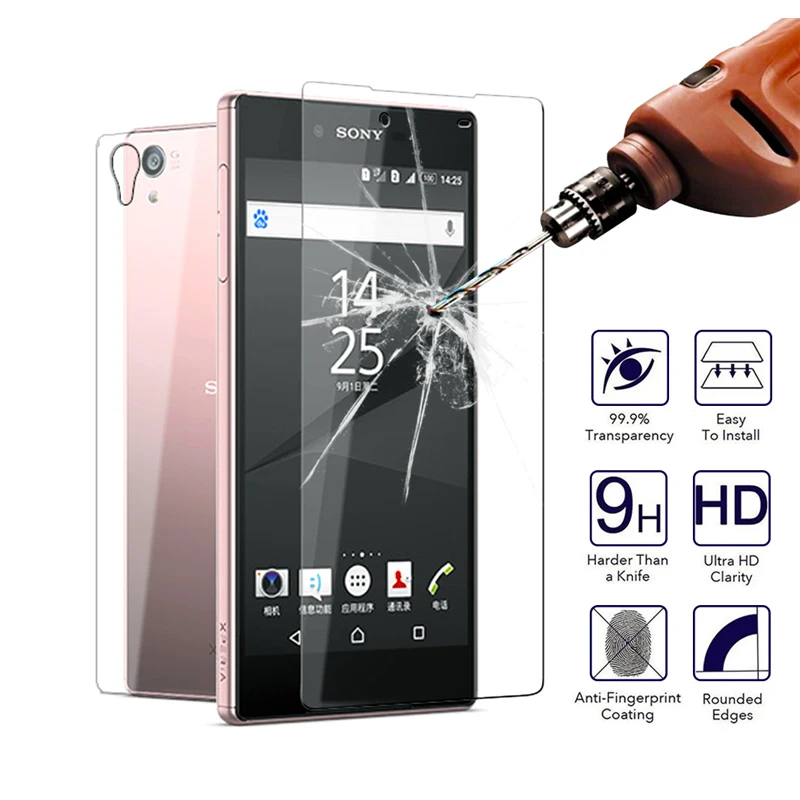 2 шт. спереди + сзади Экран протектор Закаленное Стекло чехол для sony Xperia Z1 Z 1 3 4 5 Z5
