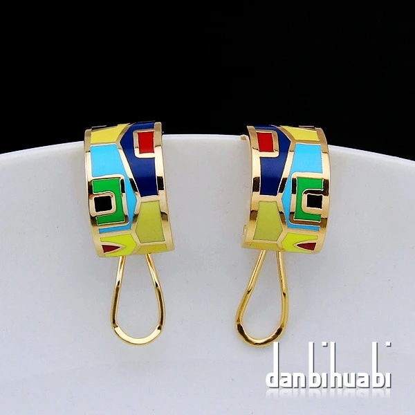 Danbihuabi брендовые классические винтажные золотые эмаль серьги модные ювелирные
