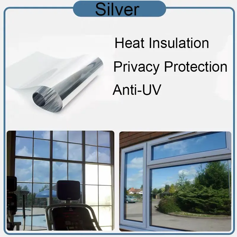 

Silver one way Solar mirrored Window Film Stickers Privacy Reflective Tint Building Office Bedroom kitchen Home Decor 50*100cm
