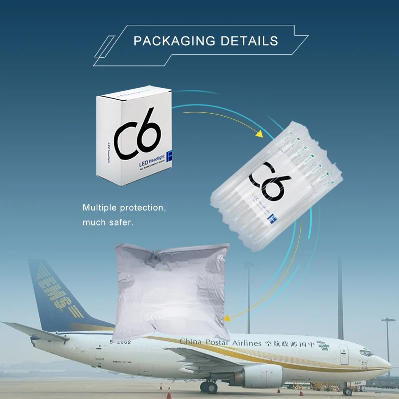 2 шт. 12 В светодиодный светильник H7 H4 H1 H11 9005 Hb3 9006 Hb4 лампа 36 Вт COB 3800LM 6500K C6 фары