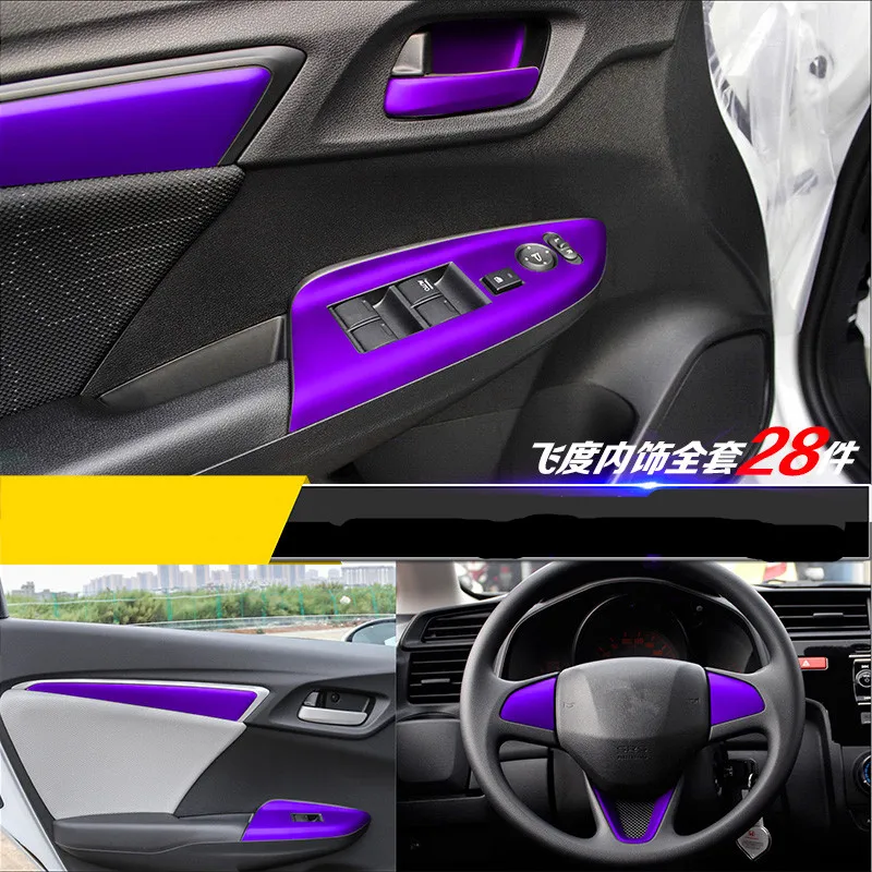 Полный комплект из углеродного волокна пленка для модификации интерьера Honda Fit 2014