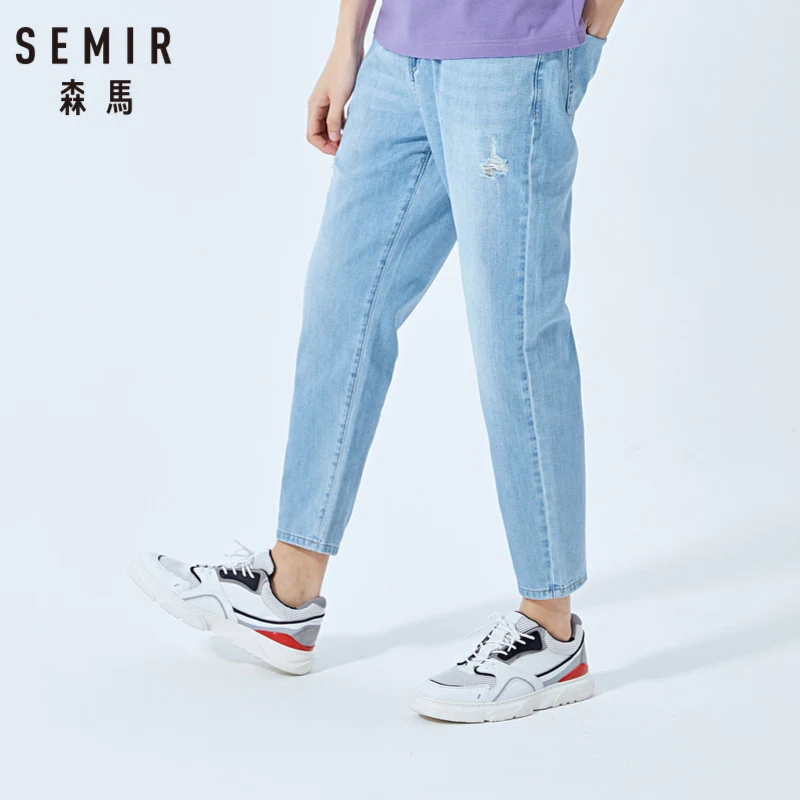 Джинсы SEMIR мужские хлопковые модные штаны светлого цвета в Корейском стиле