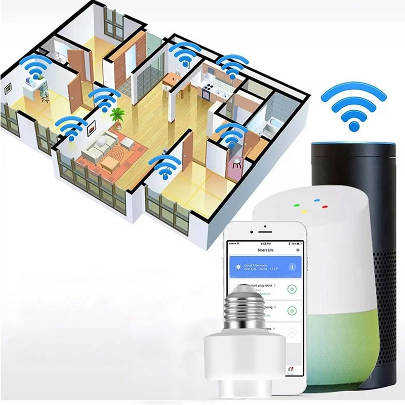 100-240V Multifunction Intelligent Wifi Lamp Holder Samrt Light Bulb Sockets Wall Fittings (White) | Лампы и освещение