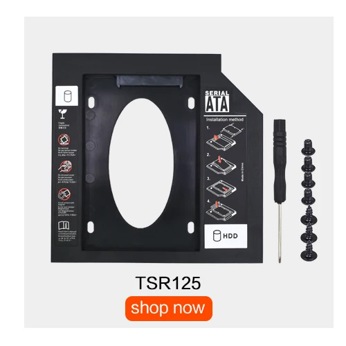 TISHRIC пластик Optibay 2nd Second hdd Caddy 9,5 мм SATA 3,0 для 2,5 ''SSD жесткий диск корпус DVD CD-ROM корпус адаптер