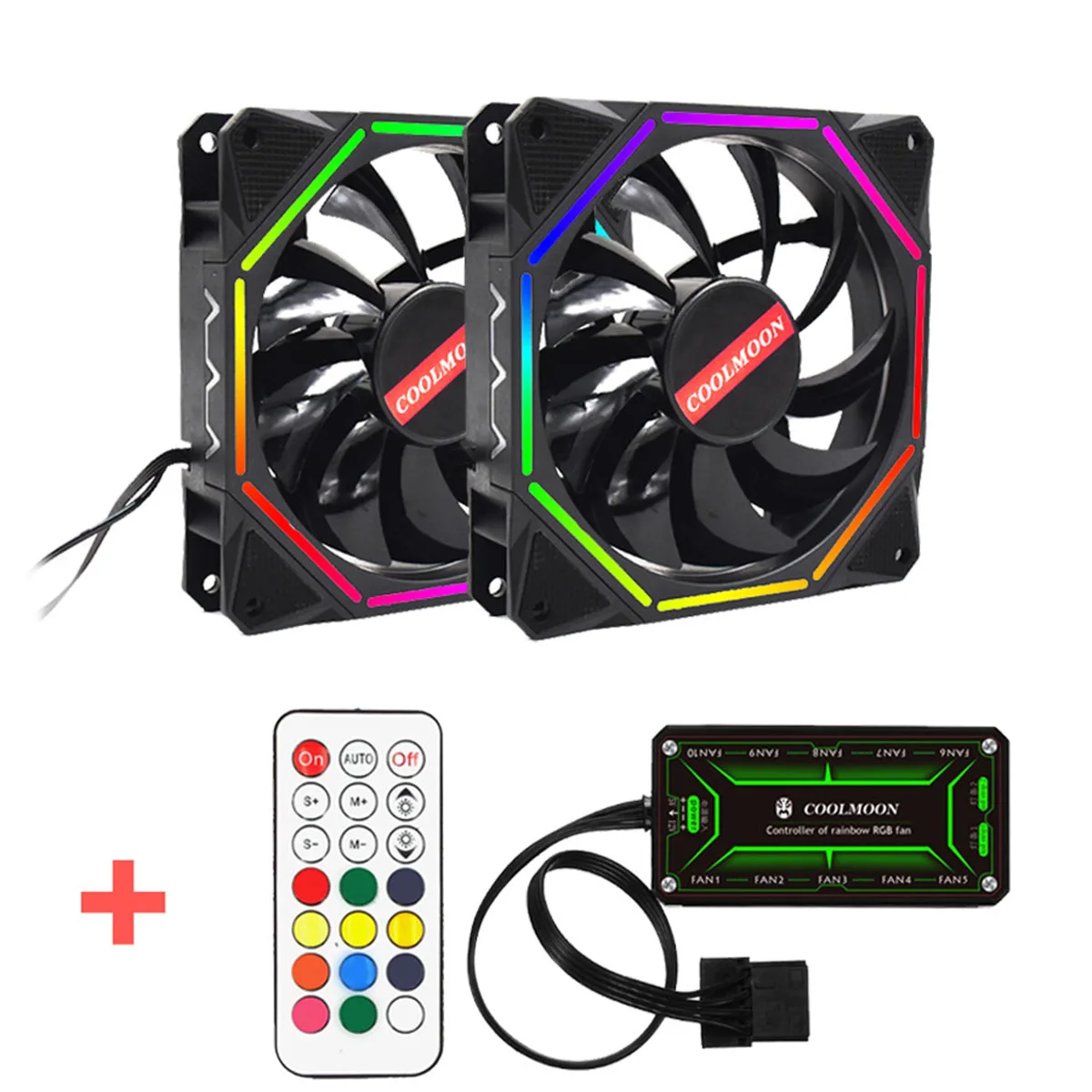 Чехол для компьютера PC охлаждающий вентилятор RGB регулируемый светодиодный 120 мм 6pin тихий ИК пульт дистанционного управления компьютерный кулер охлаждающий вентилятор чехол вентилятор cpu - Цвет лезвия: 2 fans and IR remote