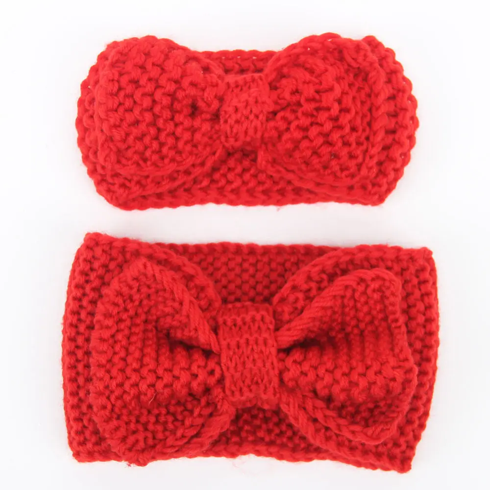 RED 2 шт./компл. одежда для мамы и дочки Детские ободки для девочек вязаная чалма узел Аксессуары для волос наряд для родителей и ребенка семейная теплая одежда; Головные уборы - Цвет: RED
