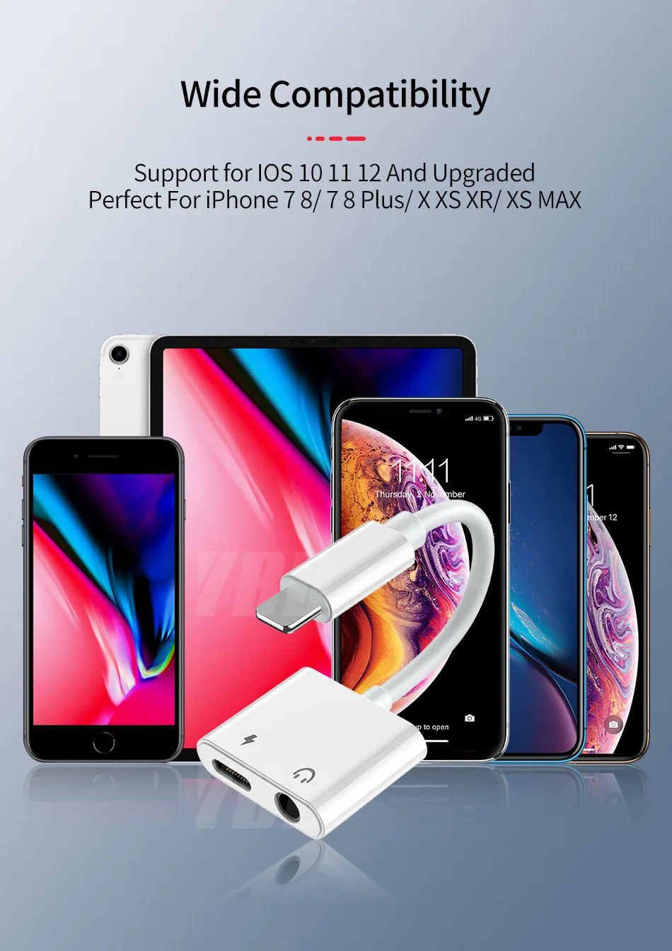 YBD 2 в 1 освещение зарядное устройство прослушивание адаптер для iphone X 7 XR 8 Зарядка адаптер 3,5 мм разъем разветвитель AUX адаптер для iphone