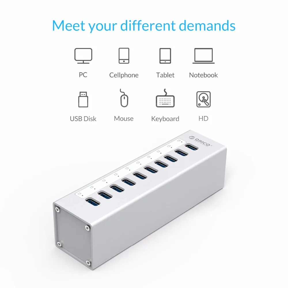 Концентратор ORICO A3H10 USB 3 0 высококачественный концентратор с адаптером питания
