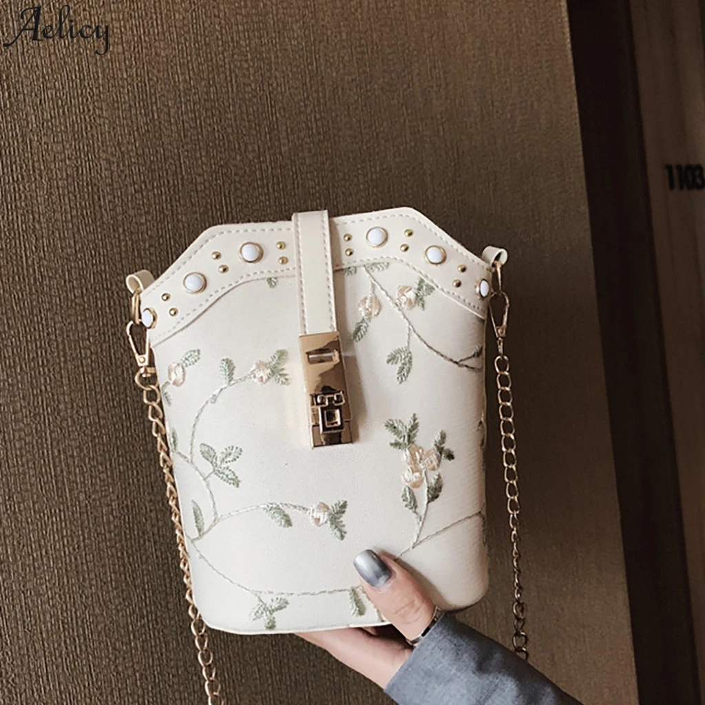 Aelicy Floral Embroidered Shoulder Bag Small Ladies Chain Messenger BagsFemale Versatile Bags Women | Багаж и сумки