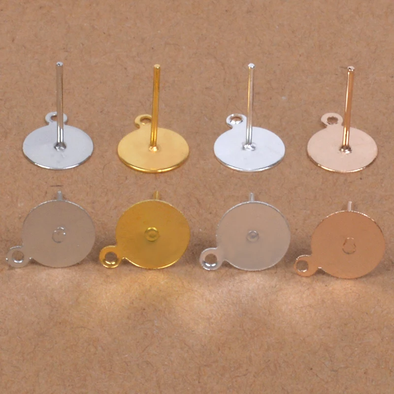 

100 шт./лот, пустая основа для серег-гвоздиков, подходит для 6, 8, 10 мм, кабошоновая Камея, золотого/серебряного цвета, серьги для самостоятельно...