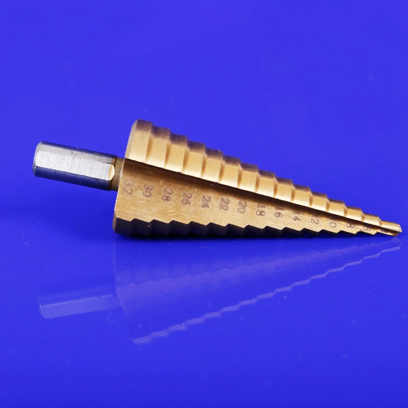Step drill bit 32mm Triangle auger 4-32mm Triangular shank Straight flute step triangular pagoda shape | Инструменты