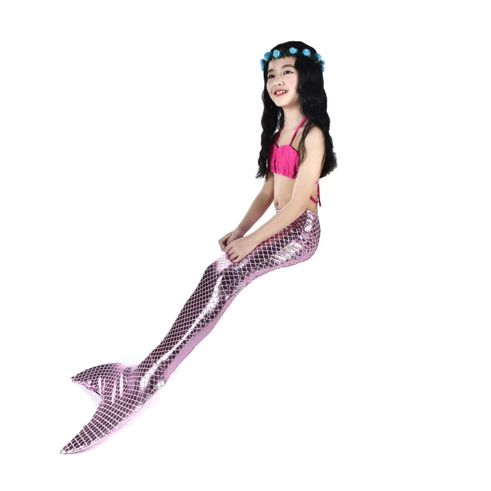 2018 New Kids Shiny Lycra Mermaid Tail Swimmable Bikini Set Bathing Suit Costume for birthday party designed high quality | Тематическая