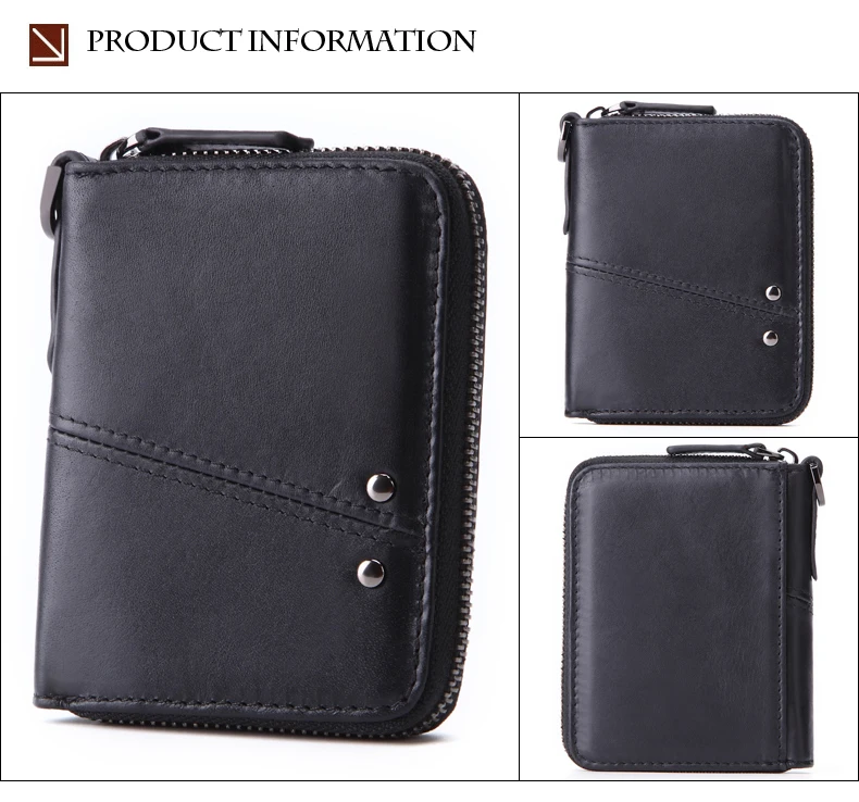 Meesii Genuine Leather Short Men Wallet Vintage Cow Leather Small Wallet Male Photo&Card holder Purse Coin pocket Zipper