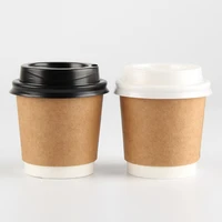 4oz 100lot disposable thickening paper cupmilk tea cupcowhide double layer paper cupcoffeehot drink paper cupoffer lids