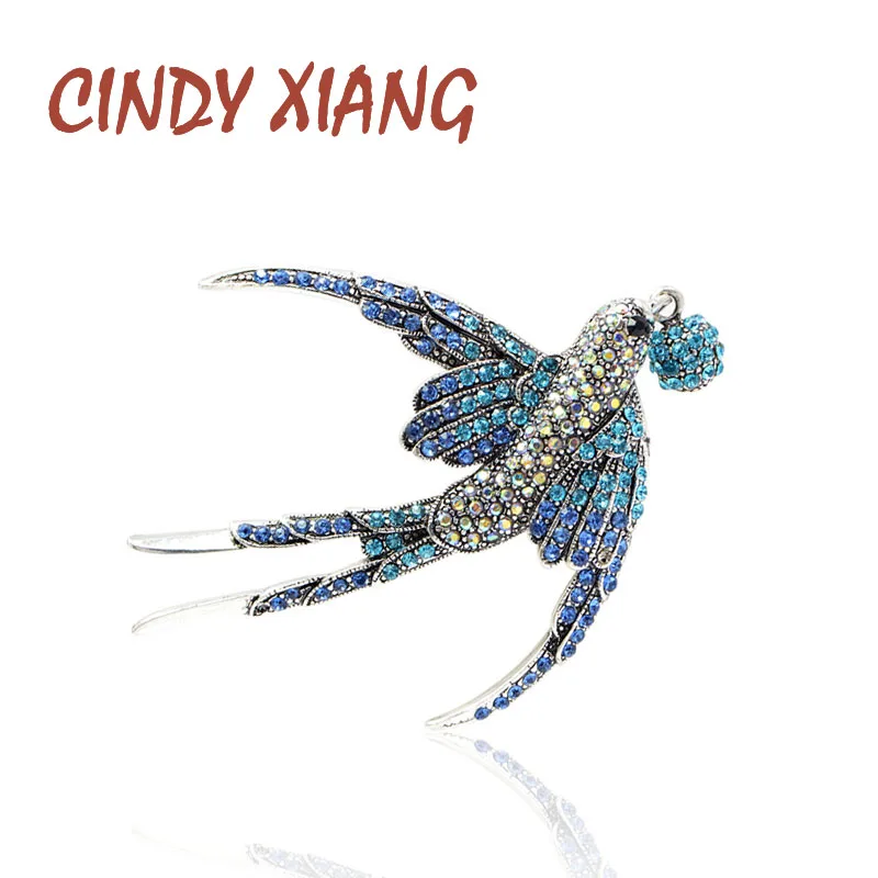 CINDY XIANG Красочные Стразы Броши с ласточкой для женщин Красивая яркая Птица Брошь булавка в виде животного 2 цвета хороший подарок