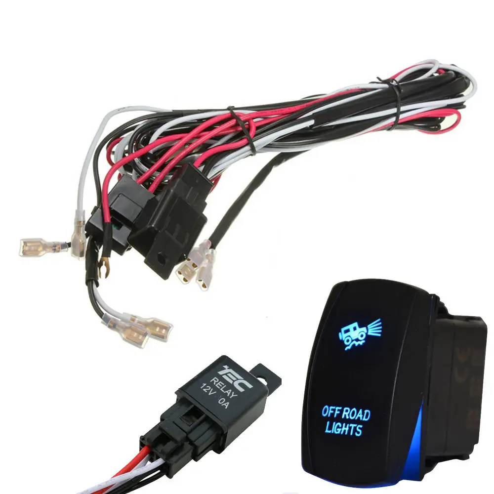 EE support 40A 300W Wiring Harness Kit LED Light Bar Laser Rocker Switch Fuse Off Road | Автомобили и мотоциклы