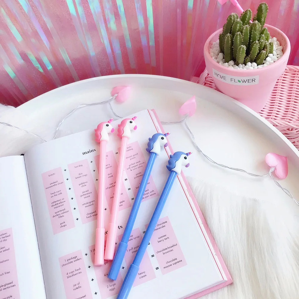 1 шт. гелевые ручки Мультяшные милые единороги лошади черные цветные подарочные