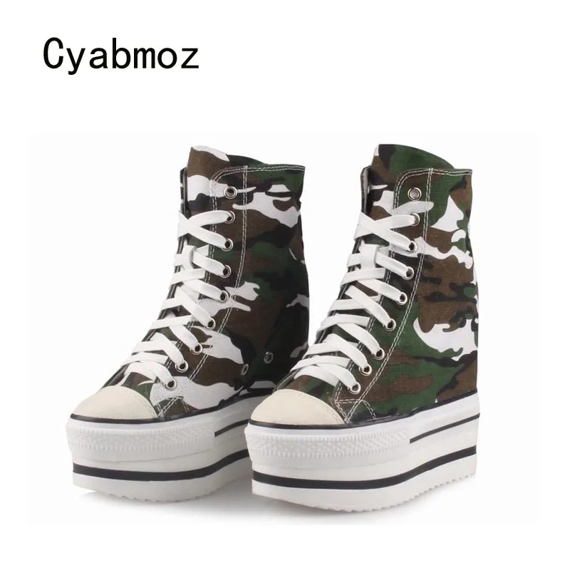 Туфли Cyabmoz женские на платформе и высоком каблуке модные пикантные холщовые