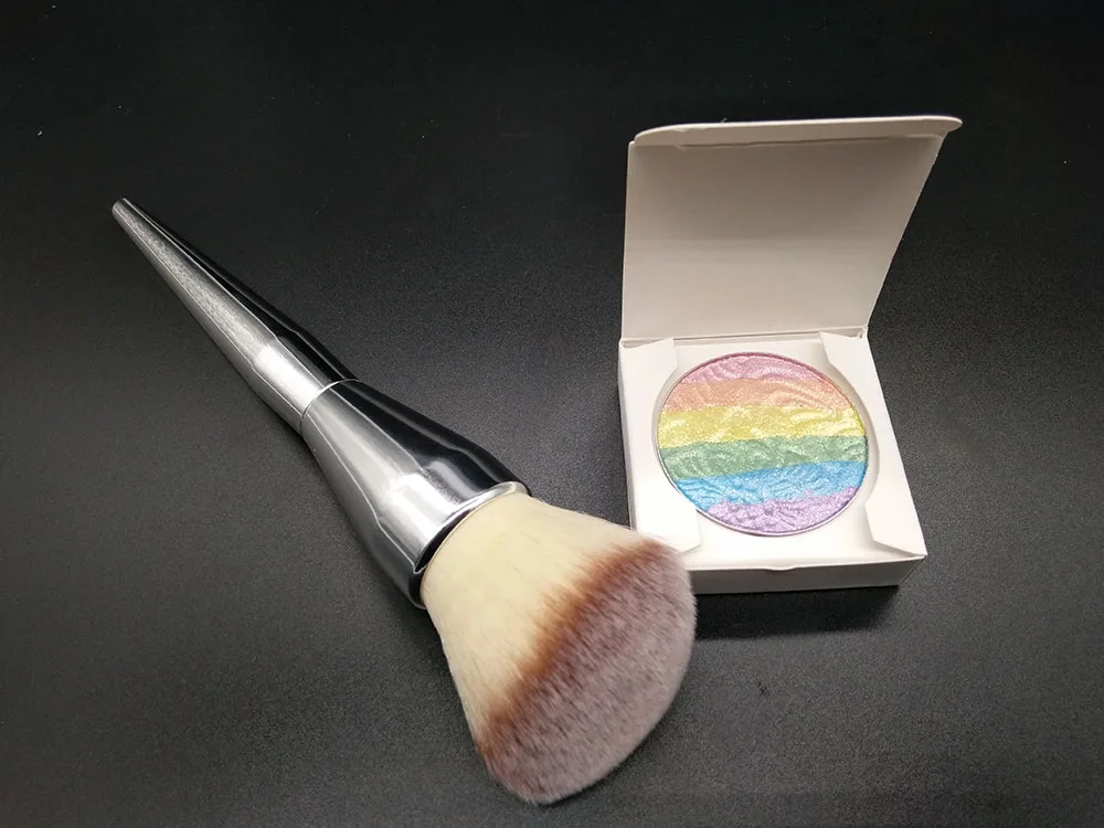 3D Радуга пудра хайлайтер + большая контурная кисть румяна палитра блестящий