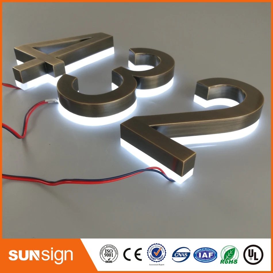 H20cm 3D brushed stainless steel light up custom letters