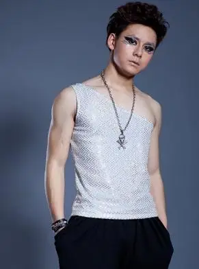 Мужская сценическая майка певицы с блестками английская серебряная золотая