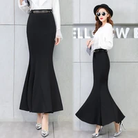 free shipping 2021 high waist long maxi skirts with belt for women plus size s 2xl mermaid style skirt spring and autumn stretch