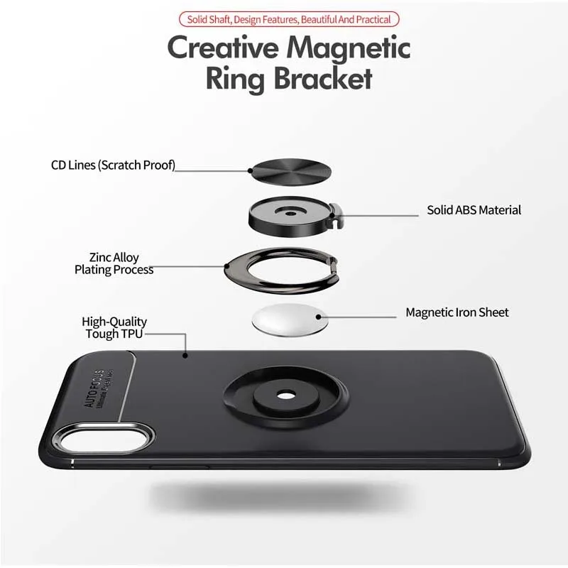 Чехол-кольцо Tsimak для iPhone XS Max X XR 8 Plus 7 6s 6 5 5S SE, Силиконовый противоударный Магнитный чехол для телефона