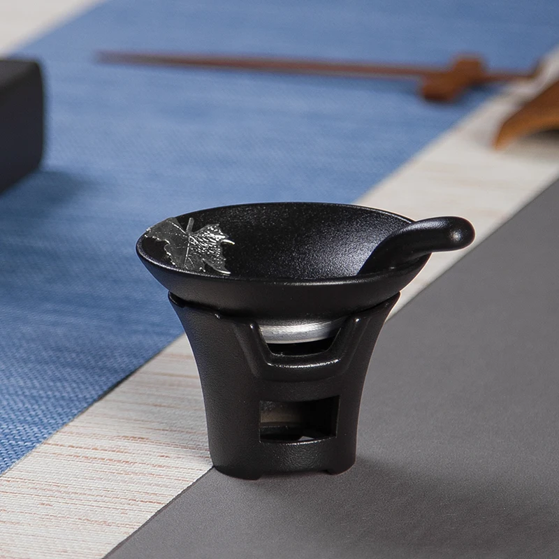 Черный Zen бутик ручной работы инкрустированные кленовые листья грубая керамика