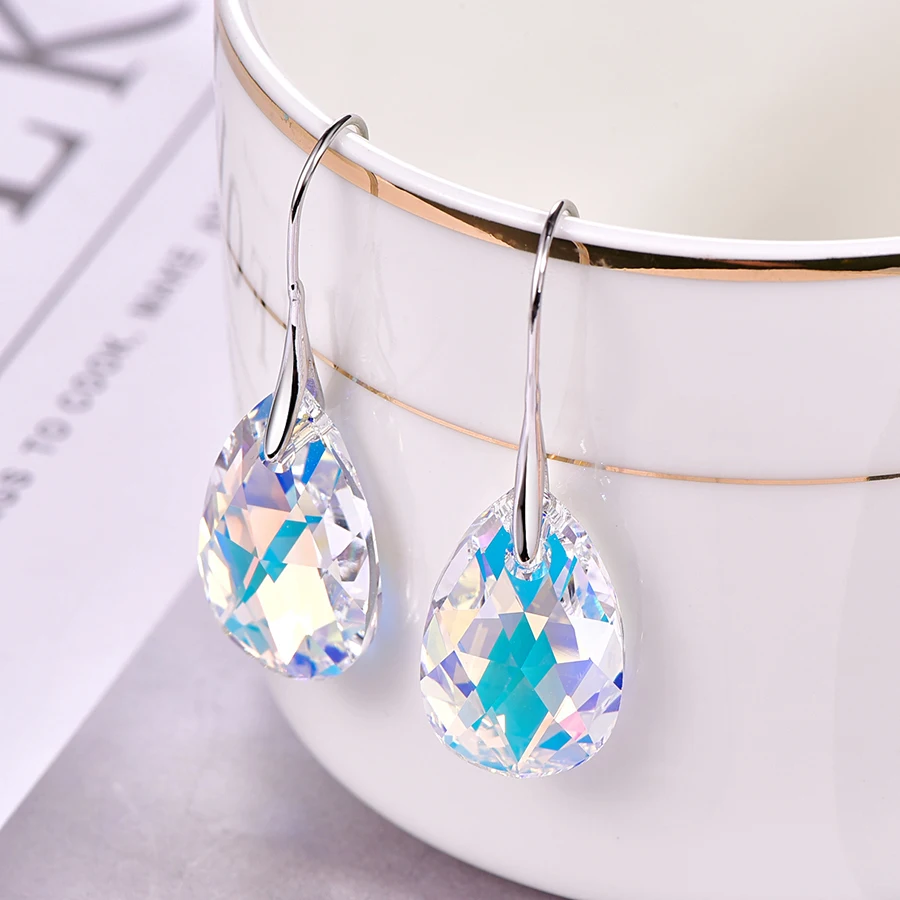Malanda, серьги в форме капли воды для женщин, Модный Кристалл от SWAROVSKI, серебряный цвет, подвеска, висячие серьги, ювелирное изделие, подарок