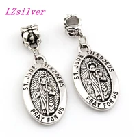 50pcs alloy st jude thaddeus jesus oval medal charms pendants for jewelry making 16x41mm a074