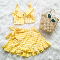 fashion toddler baby girls plaid clothes off shoulder crop toptutu dress outfit
