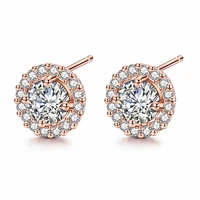 stud earring for women crystal jewellery girl rose gold silver cubic zirconia earings fashion jewelry wedding accessories